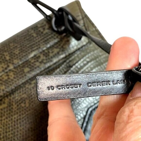 Derek Lam 10 Crosby Taupe/Gray Lizard Embossed Leather Clutch Crossbody - Picture 7 of 10